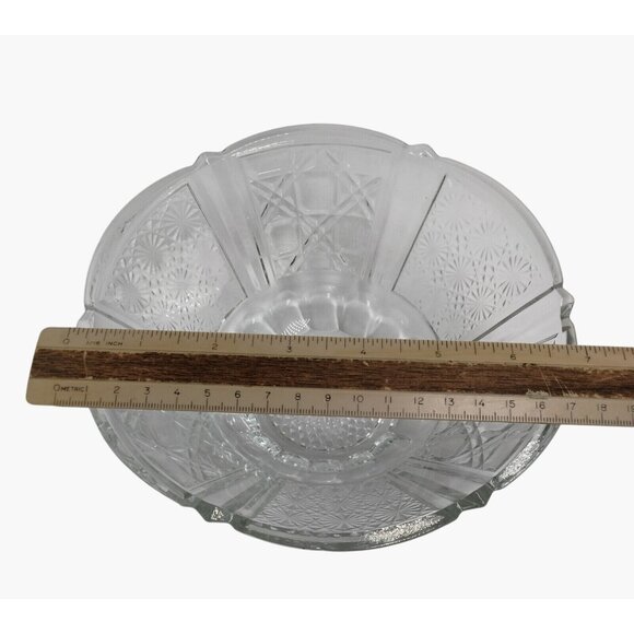 Cut Glass Bowl Flower Starburst Thumbprint Elegant Wedding Regency 7 inch - Picture 4 of 5